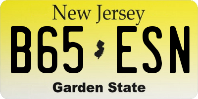 NJ license plate B65ESN