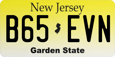 NJ license plate B65EVN