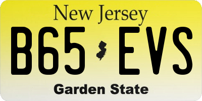 NJ license plate B65EVS
