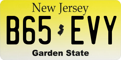 NJ license plate B65EVY