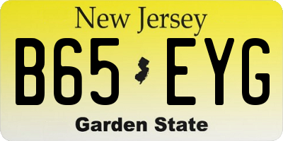 NJ license plate B65EYG
