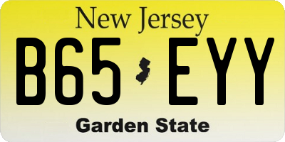 NJ license plate B65EYY