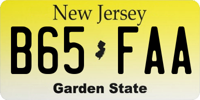 NJ license plate B65FAA
