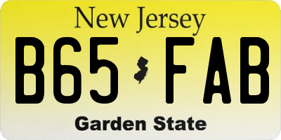 NJ license plate B65FAB