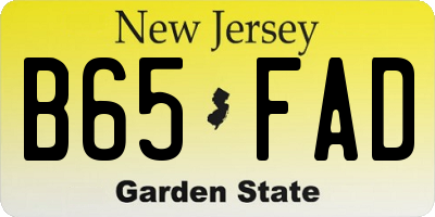 NJ license plate B65FAD