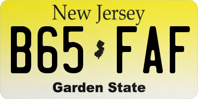 NJ license plate B65FAF