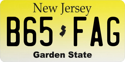NJ license plate B65FAG