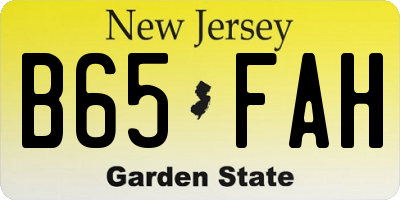 NJ license plate B65FAH