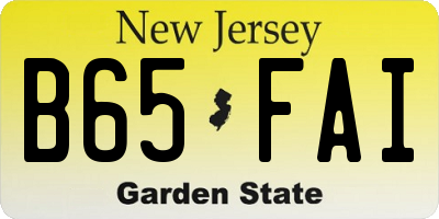 NJ license plate B65FAI