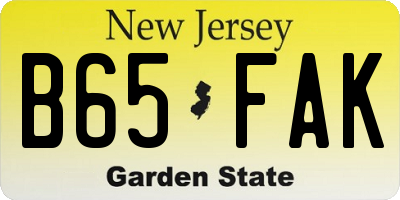 NJ license plate B65FAK