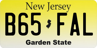 NJ license plate B65FAL