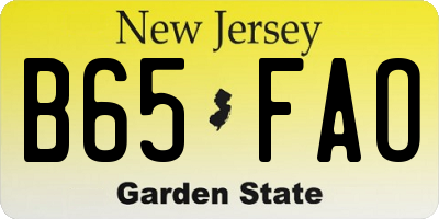 NJ license plate B65FAO