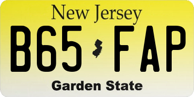 NJ license plate B65FAP