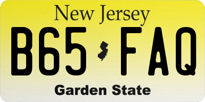 NJ license plate B65FAQ