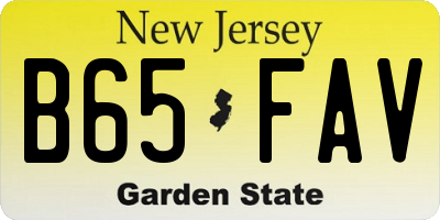 NJ license plate B65FAV