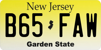 NJ license plate B65FAW