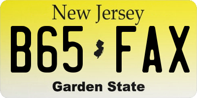 NJ license plate B65FAX