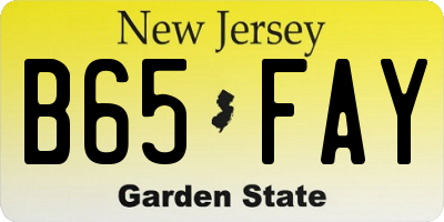 NJ license plate B65FAY