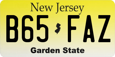 NJ license plate B65FAZ