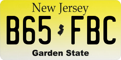 NJ license plate B65FBC