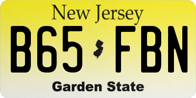 NJ license plate B65FBN