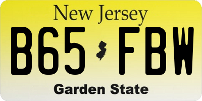 NJ license plate B65FBW