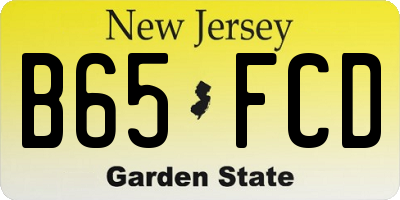 NJ license plate B65FCD