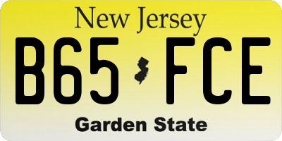 NJ license plate B65FCE
