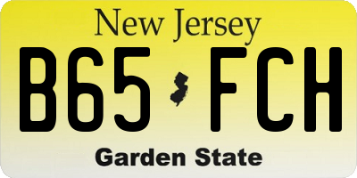 NJ license plate B65FCH