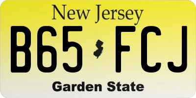 NJ license plate B65FCJ