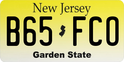 NJ license plate B65FCO