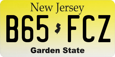 NJ license plate B65FCZ