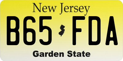 NJ license plate B65FDA