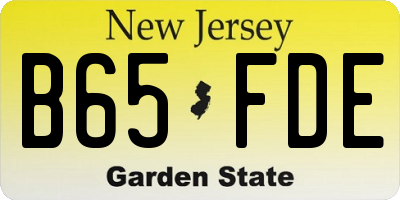 NJ license plate B65FDE