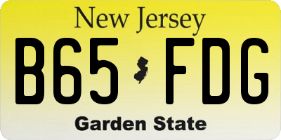 NJ license plate B65FDG