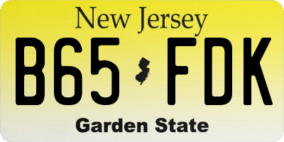 NJ license plate B65FDK