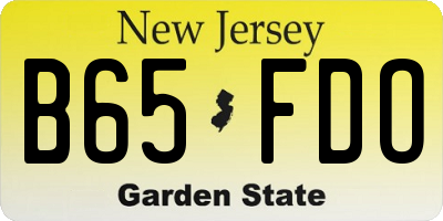 NJ license plate B65FDO