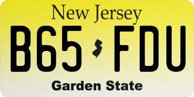 NJ license plate B65FDU