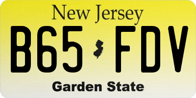 NJ license plate B65FDV