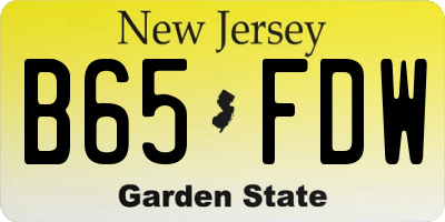 NJ license plate B65FDW