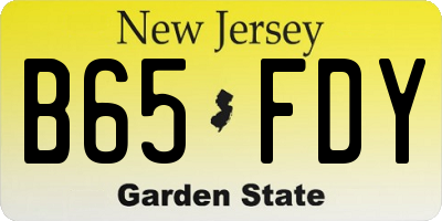 NJ license plate B65FDY