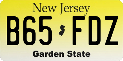 NJ license plate B65FDZ