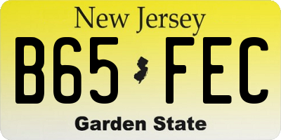NJ license plate B65FEC