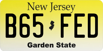 NJ license plate B65FED