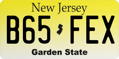 NJ license plate B65FEX