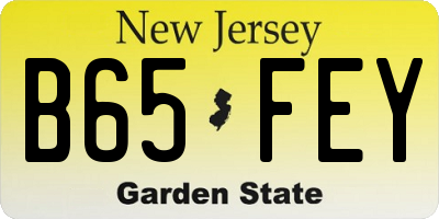 NJ license plate B65FEY