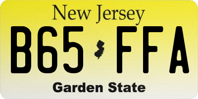 NJ license plate B65FFA