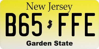 NJ license plate B65FFE