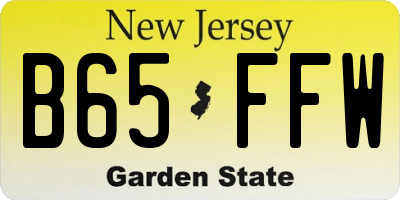 NJ license plate B65FFW