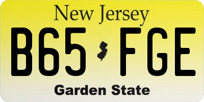 NJ license plate B65FGE